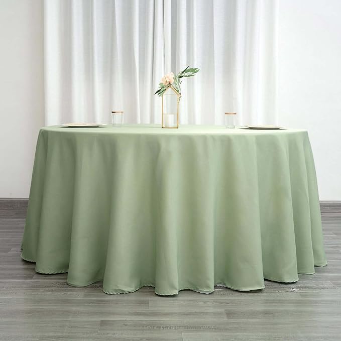 Efavormart Round Tablecloth, 120 Inch Stain & Wrinkle Resistant Washable Table Cloth, Decorative Polyester Fabric Table Cover for Banquet, Wedding, Dining - Sage Green
