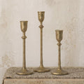 BANOMII Antique Brass Candlestick Holders Set of 3, Cast Iron Taper Candle Holder for Dining Table Centerpiece, Wedding, Fireplace Mantel Decor, Vintage Tall Candle Stands, Christmas Decorations