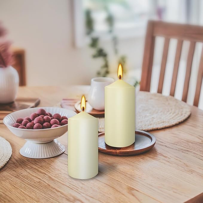 20 Packs 2 x 4 Premium Sense Unscented Ivory Tall Pillar Candles, Soy Wax for Candlelight Dinner, Home Decor, Party, Wedding.