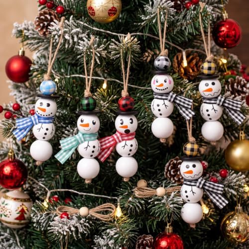 vicenpal 450 pcs christmas wooden beads, plaid, white shown in use