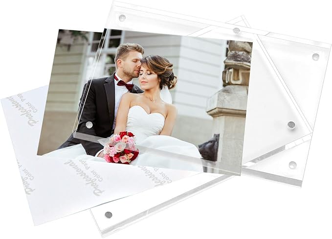 Magicool Premium Acrylic Photo Frame- Magnet Photo Frame -Double Sied Thick Desktop Frames (4x6 4 pack)