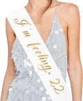 "I'm Feeling 22" Sash - 22nd Birthday Sash 22 Birthday Gifts Party Favors, Supplies and Decorations(White)
