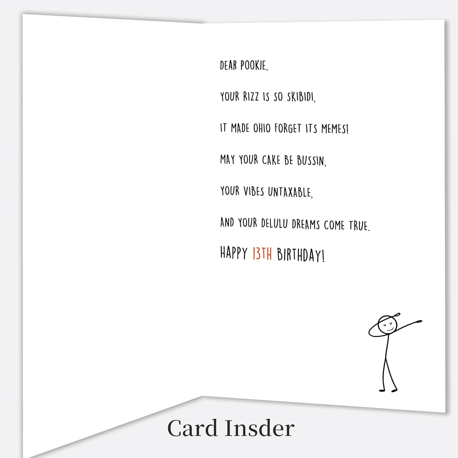Funny 13th Birthday Card for Boys Girls,13 Year Old Birthday Gifts & Decorations for Daughter Son Niece Nephew,Humorous 13th Birthday Card for Teenagers with Gen Z Slang Meme Design