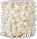 98FT Pearl Beads String Garland, 8mm 3mm Ivory Faux Pearl Beads Roll Strand Bulk for Wedding Party Flower Christmas Decoration DIY Craft