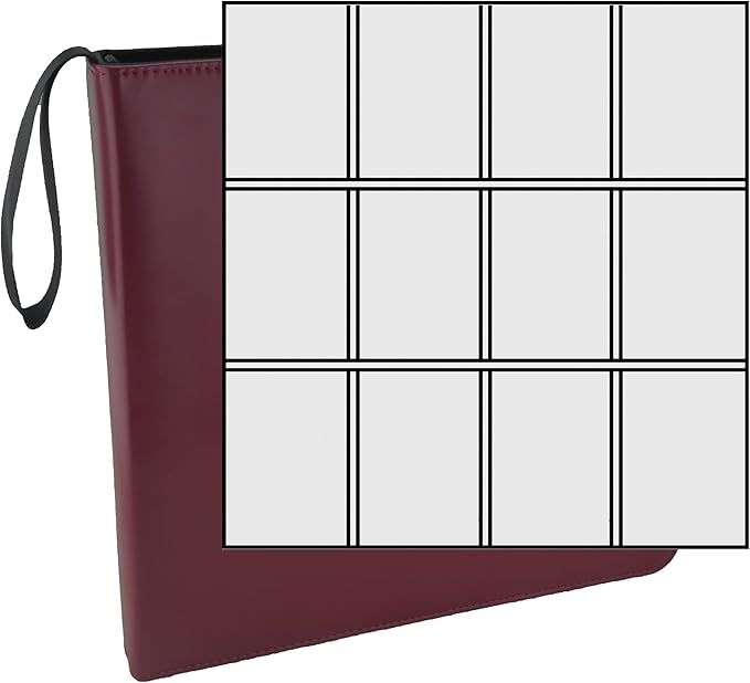 Ursae Minoris 3 D-Ring Large Format Zipper Binder for Up to 600 Sports/Trading Cards - Burgundy