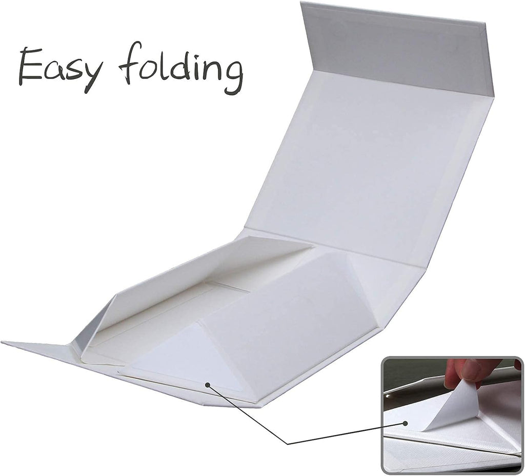 Rsgift White Gift Box with Lids,9.7x7.2x3.3 Inch Gift Boxes for Presents,Magnetic Closure boxes for Wedding,Birthday,Graduation Packaging