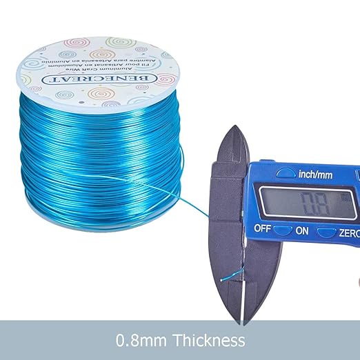 BENECREAT 20 Gauge 770FT Colored Aluminum Craft Wire - Deep Sky Blue Floral & Jewelry Beading Wire