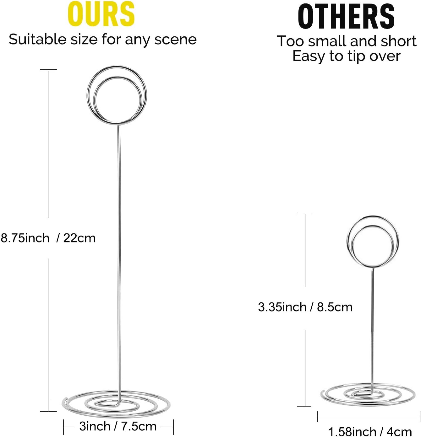 MANGZ 15 Pack 8.75 Inch Tall Table Number Holder, Place Card Holder, Wire Photo Holder Clip Perfect for Weddings, Banquets