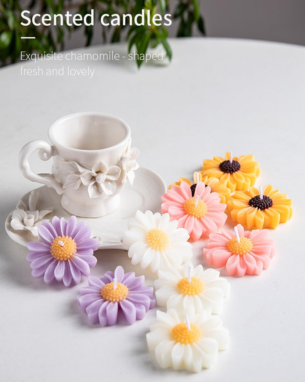 Colored Candles Chamomile Floating Candles Large 2" Scented Romantic Tealight Candles for Cylinder Vases,Centerpieces at Wedding,Party,Pool,Holidays,12 Pack