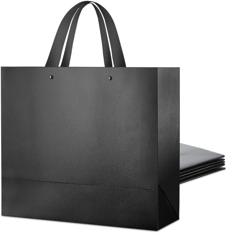 packhome 6 extra large black gift bags with, main product view
