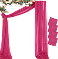 MLMC Hot Pink Wedding Arch Draping Fabric 4 Panels 29" x 20 FT Extra Long Gauze Drapes Sheer Backdrop Curtains 6.6 Yards Outdoor Drapery Panels for Wedding Ceremony Party Ceiling Decoration
