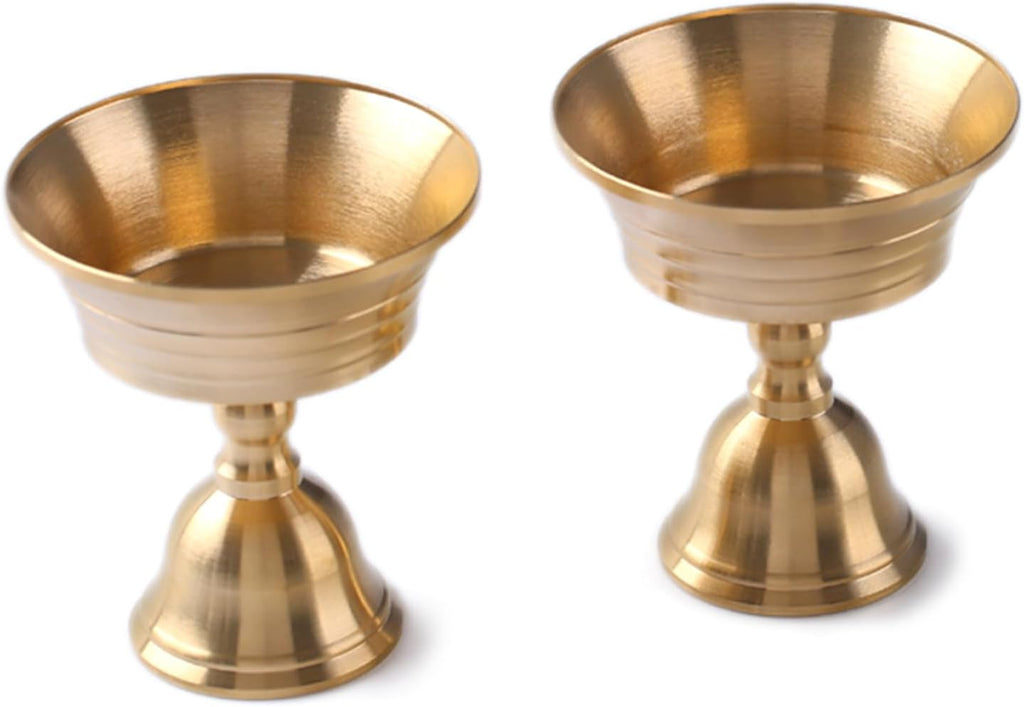 Brass Candlestick for Buddhist Temples Butter Lamp Holder Golden Tealight Stand for Altars Decors Candleholder Thickened Candlestick Decors