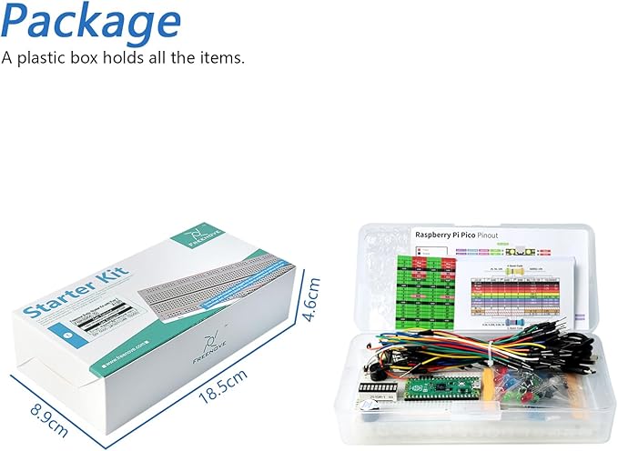 Freenove Basic Starter Kit for Raspberry Pi Pico 2 (Included), Dual Arm Cortex-M33 and Dual Hazard3 RISC-V Microcontroller, 386-Page Detailed Tutorial, 142 Items, 55 Projects, Python C Code