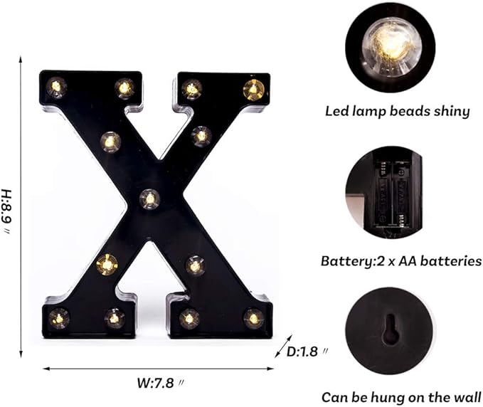 Foaky Black LED Marquee Number Lights Sign Light Up Marquee Number Lights Sign for Night Light Wedding Birthday Party Battery Powered Christmas Lamp Home Bar Decoration