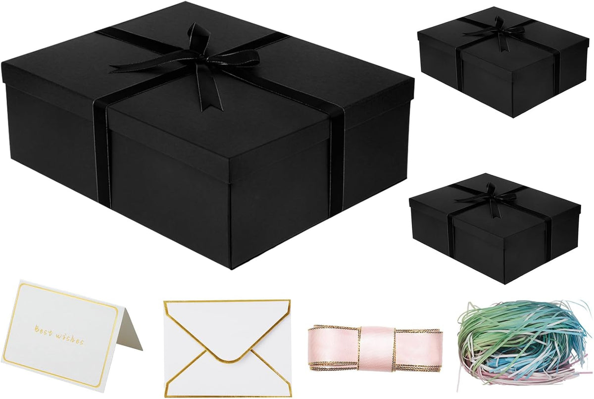 yinuoyoujia 3 pack large black gift box with, main product view