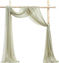 Floroom Wedding Arch Draping Fabric 2 Panels 20Ft Sage Green Chiffon Fabric Drapes Arbor Drapery Wedding Ceremony Reception Swag Decorations