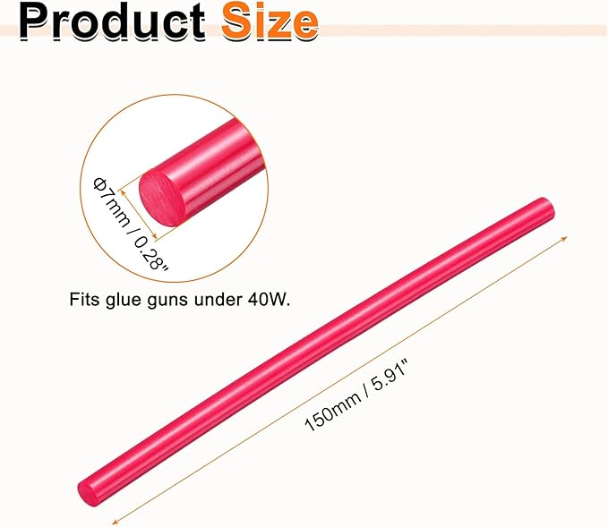 HARFINGTON 10pcs Hot Glue Sticks 0.28" Dia x 5.91" Long EVA Mini Hot Melt Adhesive Glue Stick for Hot Melt Gun Wood Plastic Glass Flowers Fabrics Foam, Rose Red