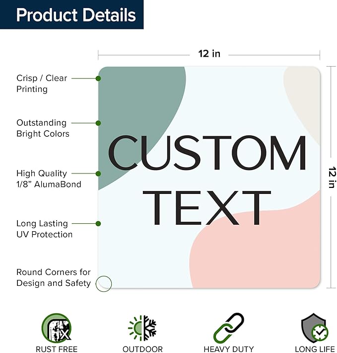Custom Sign, Custom Street Sign, 11 Font Colors, 13 Font Styles, 4 Hole Options, 22 Sizes, 12x12 Inches, Rust Free DiBound, Fade Resistant, Made in USA by My Sign Center (Minimalist)