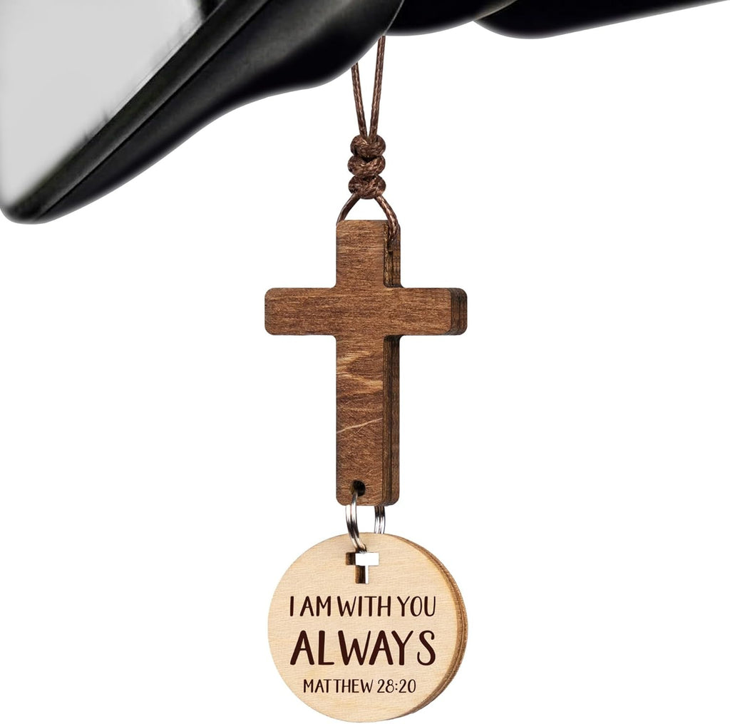 Car Accessories Christian Gifts for Women Men, Cross for Car Religious Gift | Rosary Mirror Hanging Accessories, Jesus College Care Gift, Boo Basket Stuffers For Women - Scan For Daily Bible Verse
