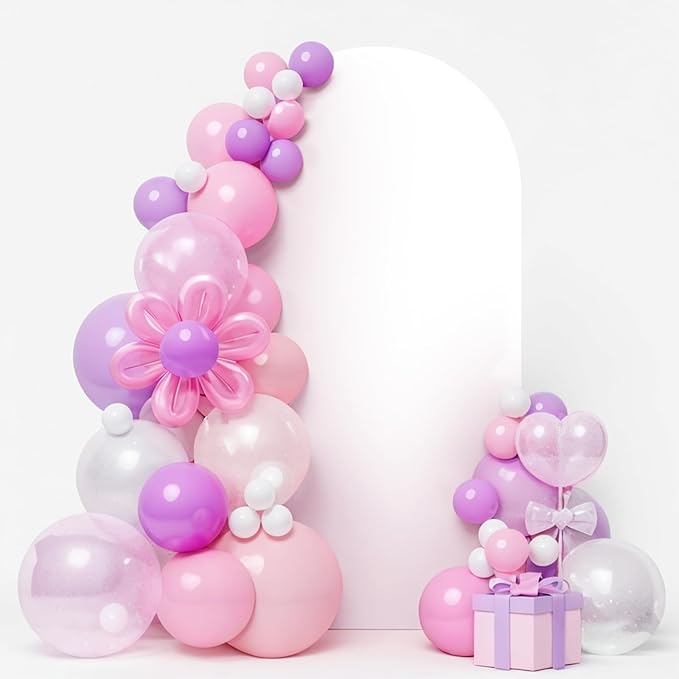 LEBENGURU Upgraded 7.2FT Wedding Arch Cover, White Spandex Fitted Arch Backdrop Cover, Round Top Chiara Stand Covers for Birthday Party Baby Shower Banquet Balloon Décor