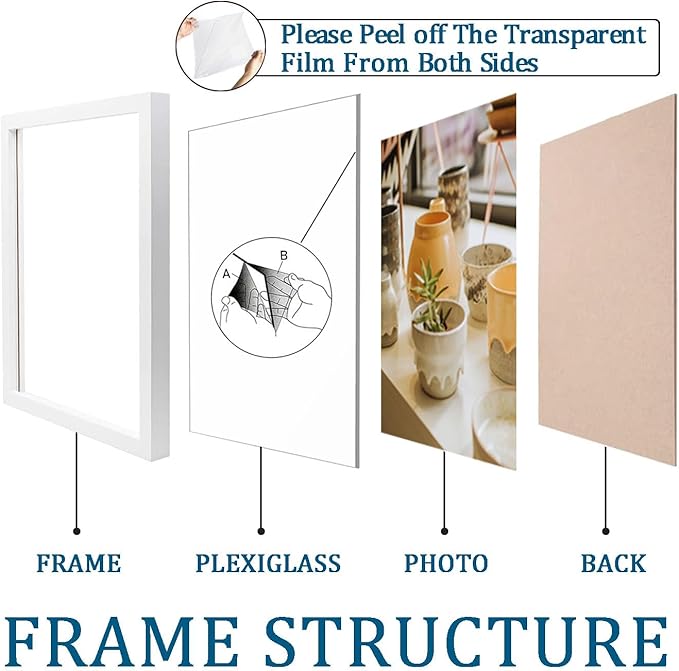 KTKDE A1 Picture Frame Poster Frame23.4 x 33.1 inches Set of 3, White Woodgrain Poster Frame-Horizontal and Vertical Wall Hanging for Home, Exhibition, Caffe for best gifts