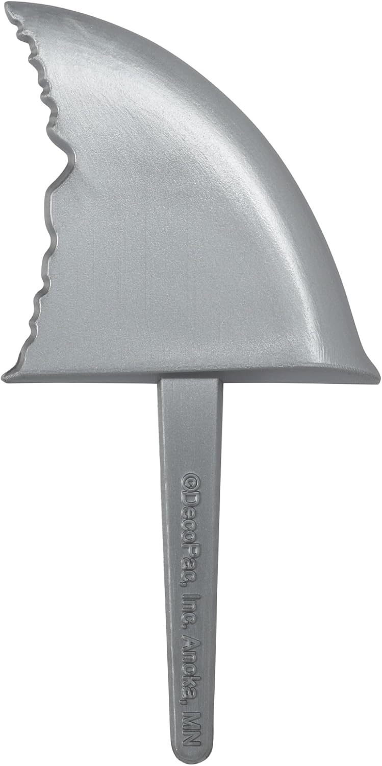 DecoPac Shark Fin Cake Picks, 24-Pack, Cupcake Toppers, Reusable Decorations for Cakes, Cupcakes and other Bakes, Beach Party, Pool Party