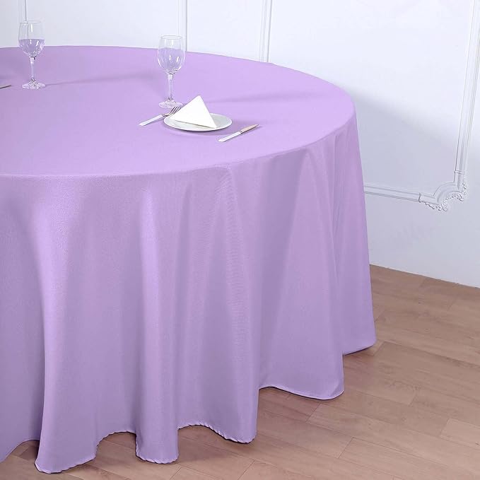 Efavormart Round Tablecloth, 120 Inch Stain & Wrinkle Resistant Washable Table Cloth, Decorative Polyester Fabric Table Cover for Banquet, Wedding, Dining - Lavender