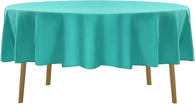 90 inch Round Tablecloth Washable Polyester Table Cloth Decorative Table Cover for Wedding Party Dining Banquet（90 inch,Turquoise）…