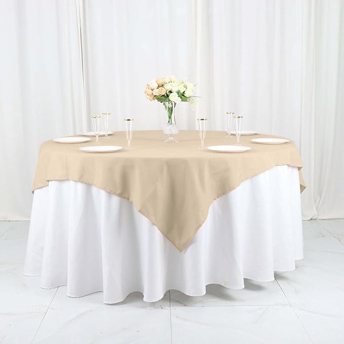 Efavormart 54x54 Nude Wholesale Linens Seamless Polyester Square Linen Tablecloth for Wedding Banquet Party Restaurant