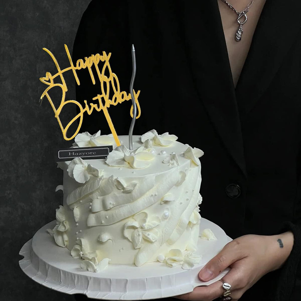 Gold Birthday Cake Topper, 6pcs Acrylic Birthday Cake Toppers Happy Birth Cake Toppers for Decorations Gold Topper for Girls Women's Party Decorations | Happy Birth Cake Toppers for Decorations Gold Topper for Girls Women's Party Decorations