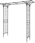 outvita 7ft black metal garden arch arbor trellis, main product view