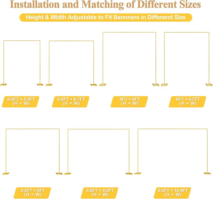 Wokceer 8x8FT Backdrop Stand Heavy Duty Pipe and Drape Kit with Base, Square Adjustable Backdrop Stand for Wedding Birthday Party Photo Booth Background Photography Exhibition Decoration