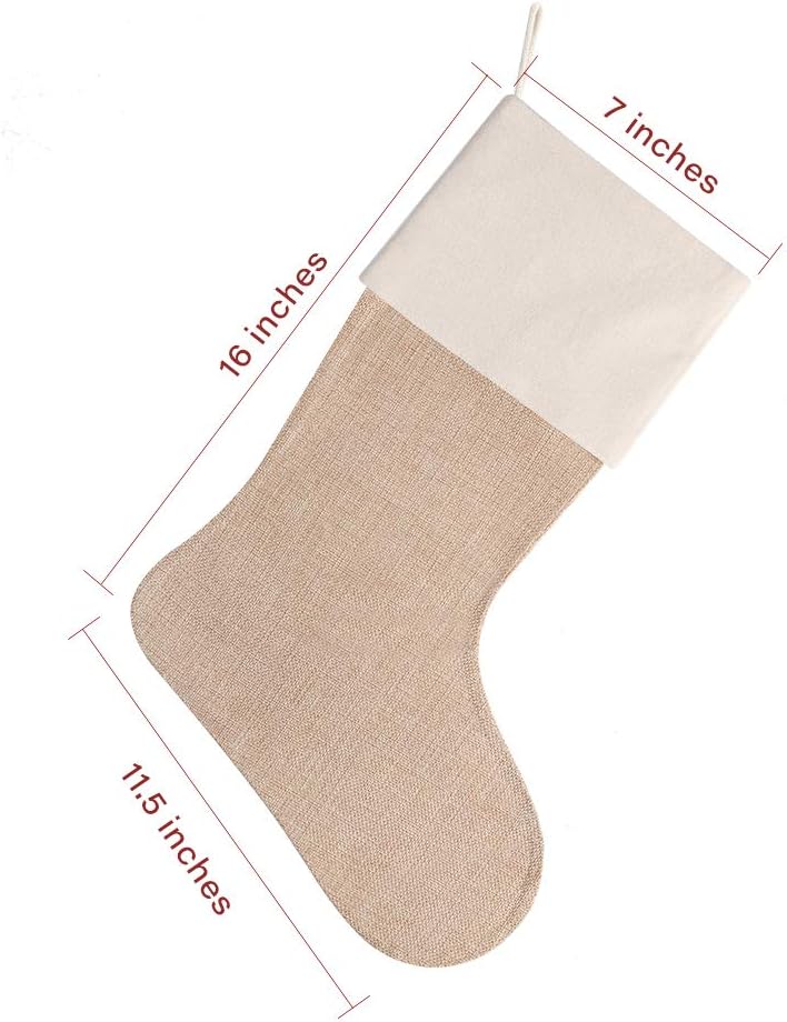 DECORA Natural Jute Burlap Christmas Stocking Fireplace Hanging for Gifts Goodies Handmade Projects Set of 6