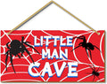 Little Man Cave, Spider Room Decor for Boys Wooden Door Sign Baby Boys Bedroom Wall Decorations for Nursery Toddler Nursery Playroom Wall Art