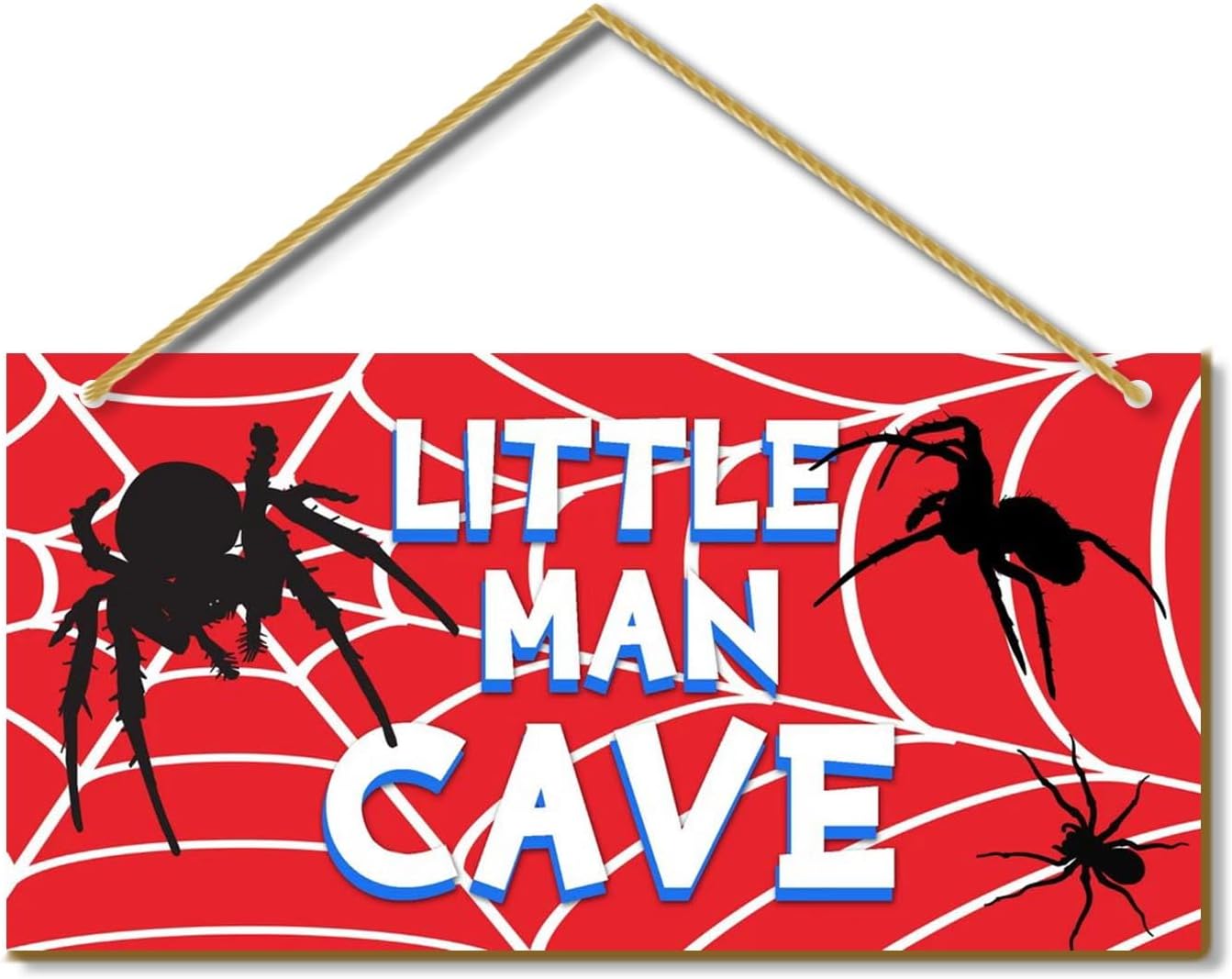 Little Man Cave, Spider Room Decor for Boys Wooden Door Sign Baby Boys Bedroom Wall Decorations for Nursery Toddler Nursery Playroom Wall Art