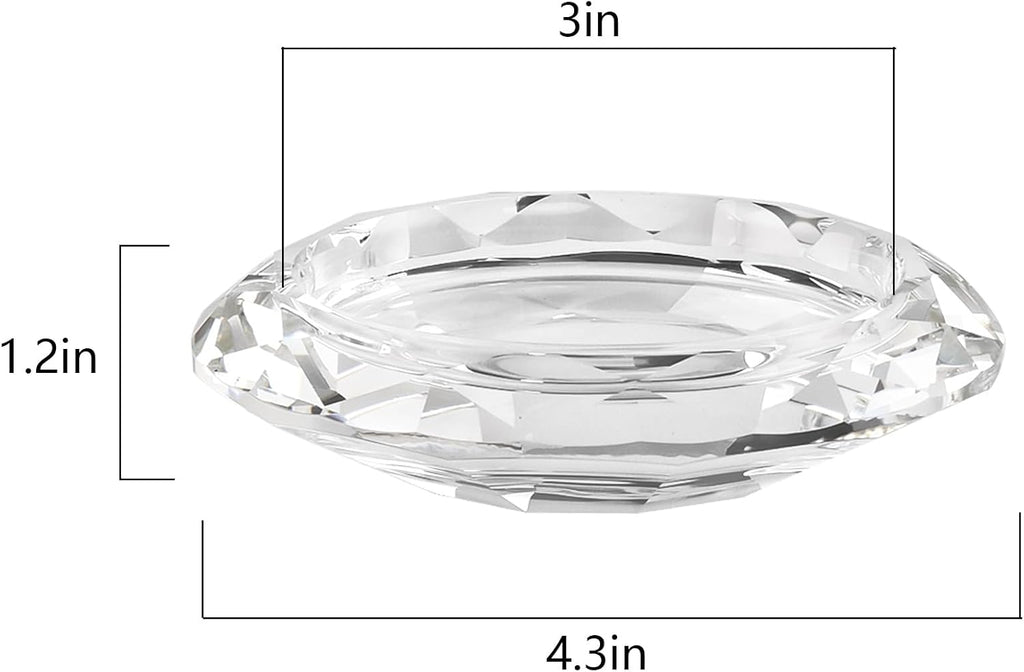 Crystal Pillar Candle Holders Decorations for Home Party Dinner Christmas, Suitable for Large Cylindrical Candles Hand-Cut 4.3'' X 1'' Clear, Pack of 2