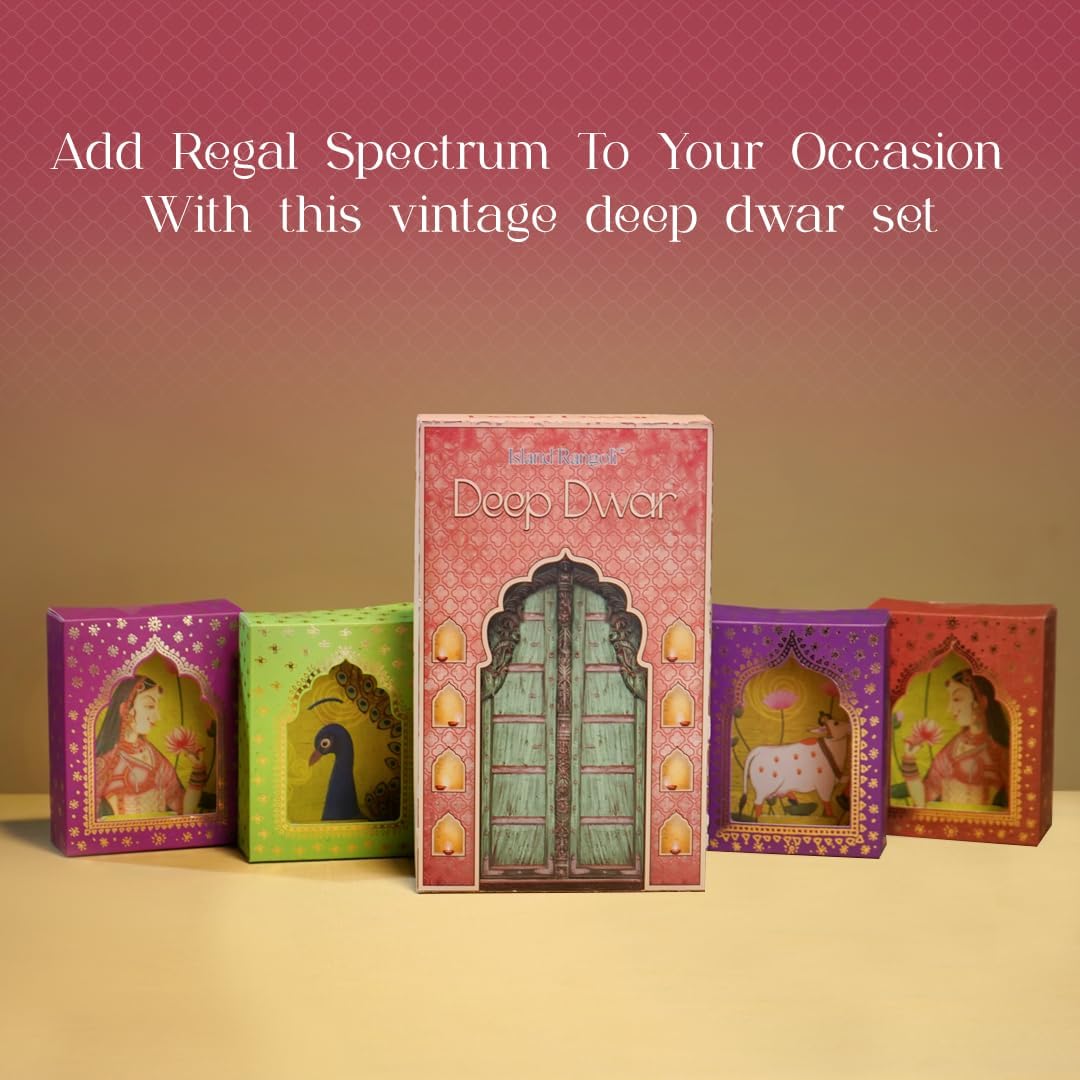Island Rangoli Paper Deep Dwar (Pack of 12) with LED Candle, Jharokha Style Wall & Home Decor for Diwali Decoration, Festive Decor, Wall Decor