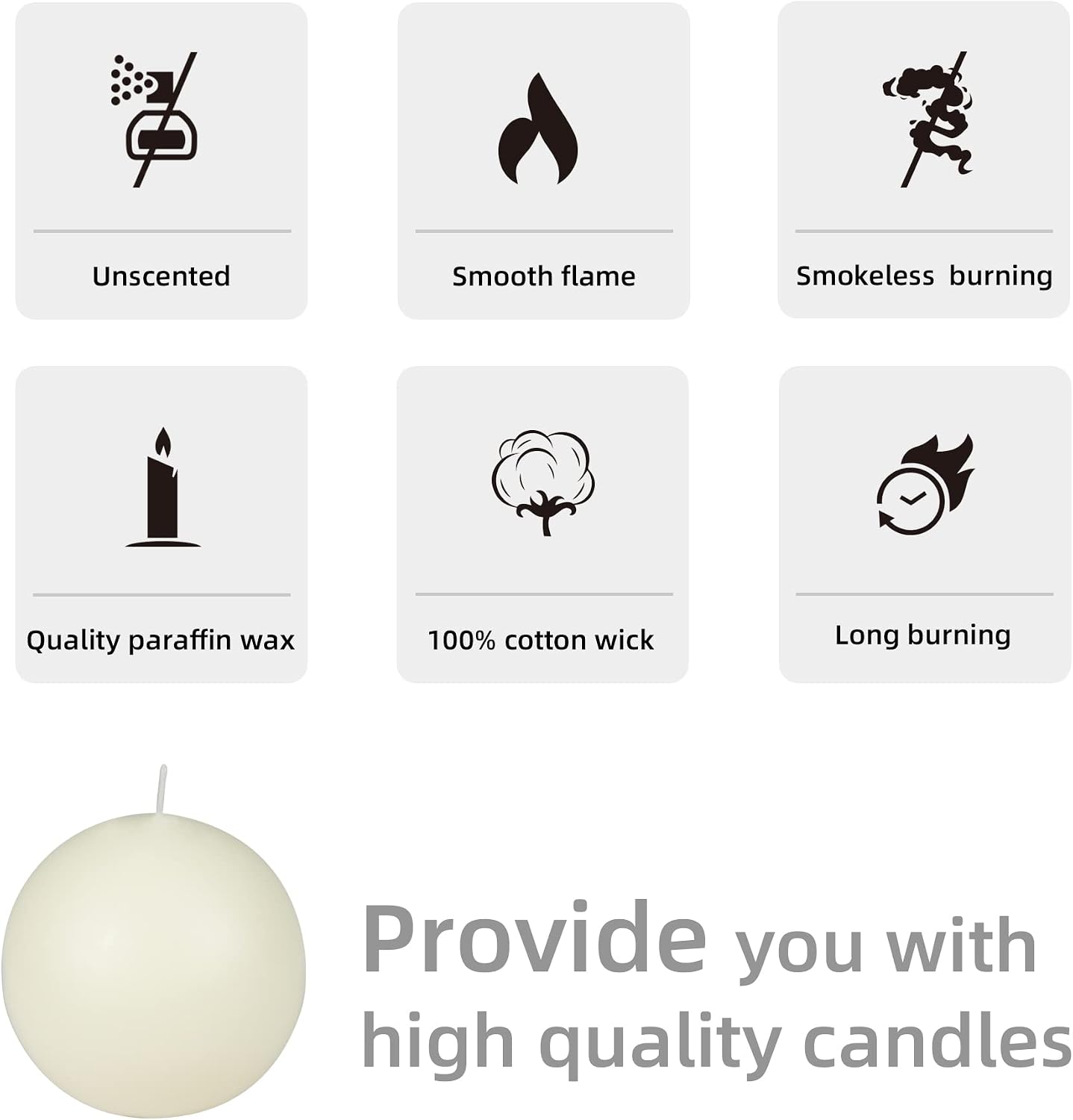 4 Inch Pale Ivory Ball Candles