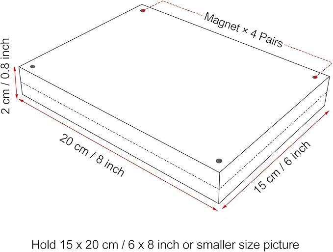 Boxalls 6x8 Inches Acrylic Picture Frame, Double Sided Clear Frameless Photo Frame with Magnetic Desktop Transparent