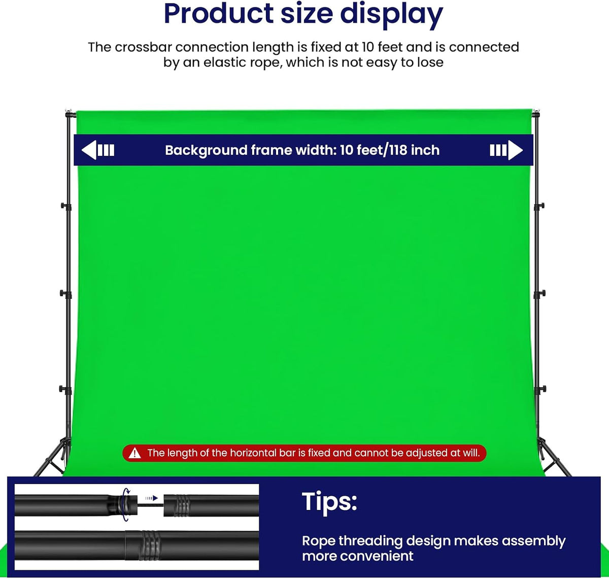Jiang&Rong Portable Reverse-Folding Backdrop Stand Kit 10ft x 6.5ft(W x H)