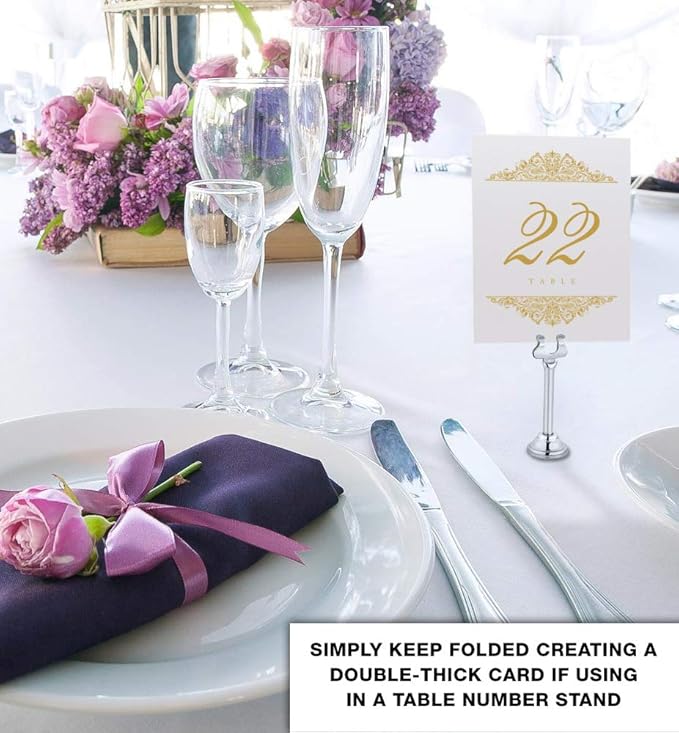 Paisley Wedding Table Numbers (Select Color/Quantity), Champagne, Gold, 1-35, Double Sided, Tent or Use in a Stand, Great for Parties & Restaurants - Made in the USA
