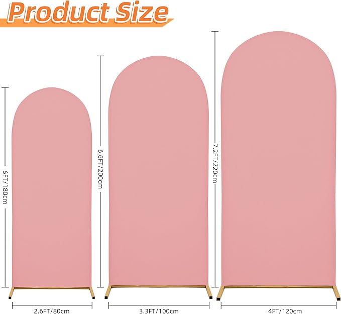 6.6FT Wedding Arch Covers Arch Backdrop Cover Arch Stand Covers Set Arch Cover Spandex Fabric Stretchy Backdrop for Wedding Birthday Party Decoration Baby Shower (Light Pink)
