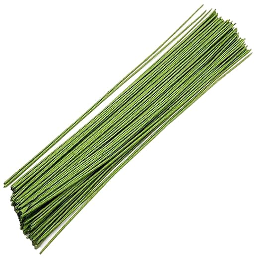 HAHIYO 18Gauge Dark Green Paper-Wrapped Metal Floral Wire 14 Inches(36cm), 70 Pack Flexible Paddle Wires Florist Wire Garden Wires for Craft Christmas Wreath Flower Arrangement Bouquet Wedding DIY