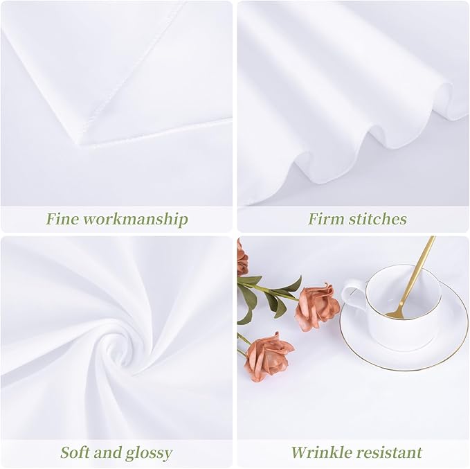 12 Pack Round Tablecloth 90 Inch - White Polyester Tablecloth for Round Table, Premium Stain and Wrinkle Resistant Washable Fabric Table Cover for Wedding Party Banquet Restaurant Reception
