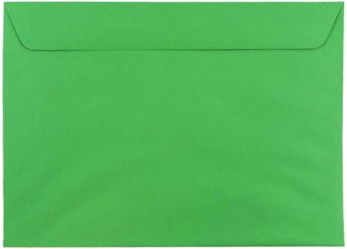 JAM PAPER 9 x 12 Booklet Colored Envelopes - Green Recycled - 100/Pack