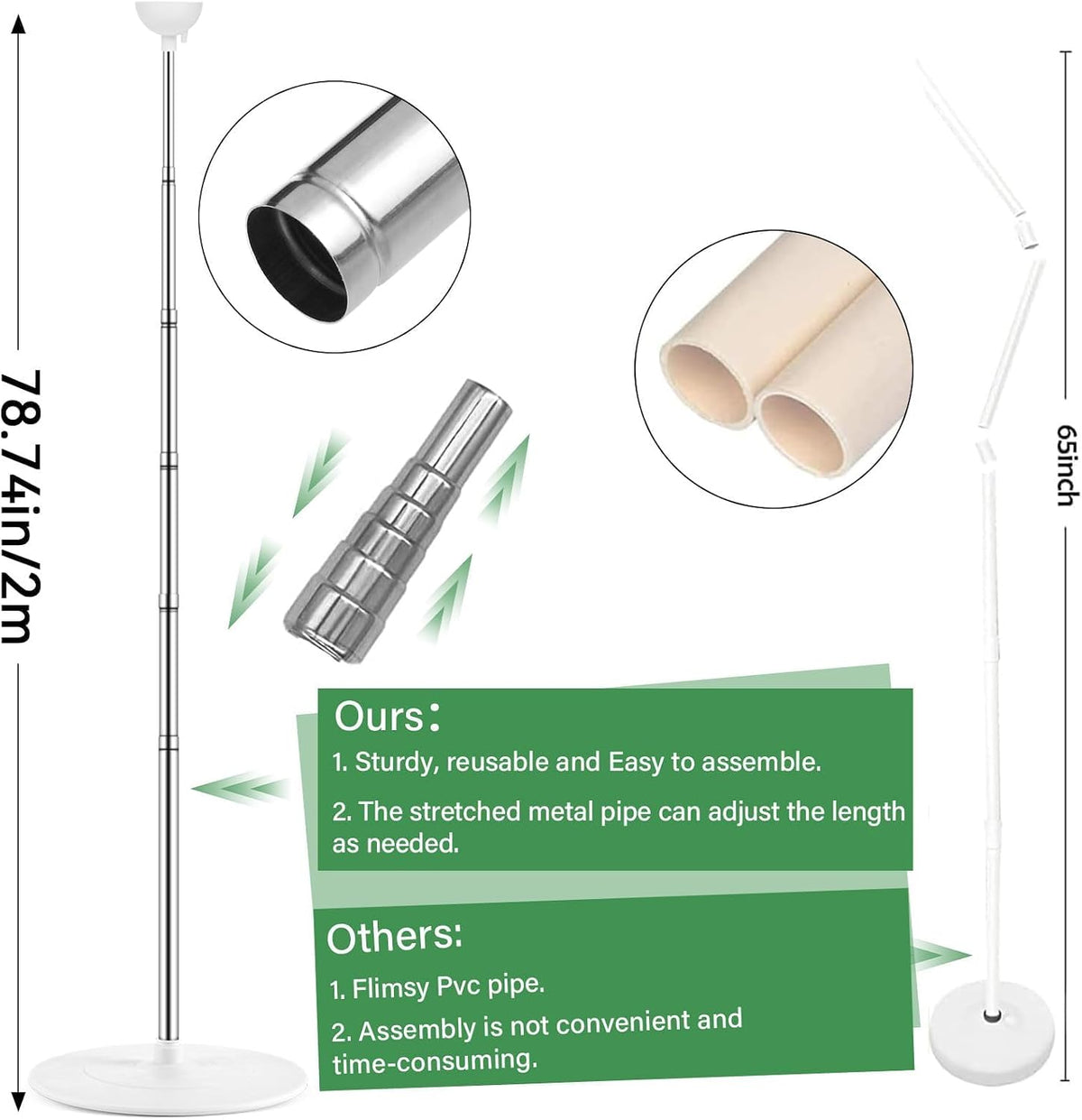 2 sets adjustable balloon column stand kit with, close-up detail