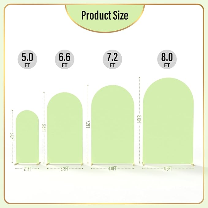 LEBENGURU Upgraded 7.2FT Wedding Arch Cover, Green Spandex Fitted Arch Backdrop Cover, Round Top Chiara Stand Covers for Birthday Party Baby Shower Banquet Balloon Décor