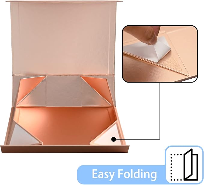 LIFELUM Large Gift Box 2 Pack 13.85 x 8.35 x 4.45 Rose Gold Gift Box with Magnetic Lid Bridesmaid Proposal Gift Boxes for Presents Contains Card, Ribbon, Shredded Paper Filler