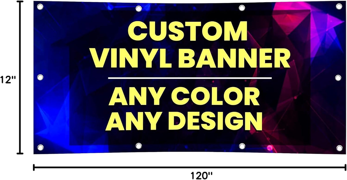 Custom Banner Printing, Vinyl Banners, 1ft x 10ft Any Size Any Color Banners,...