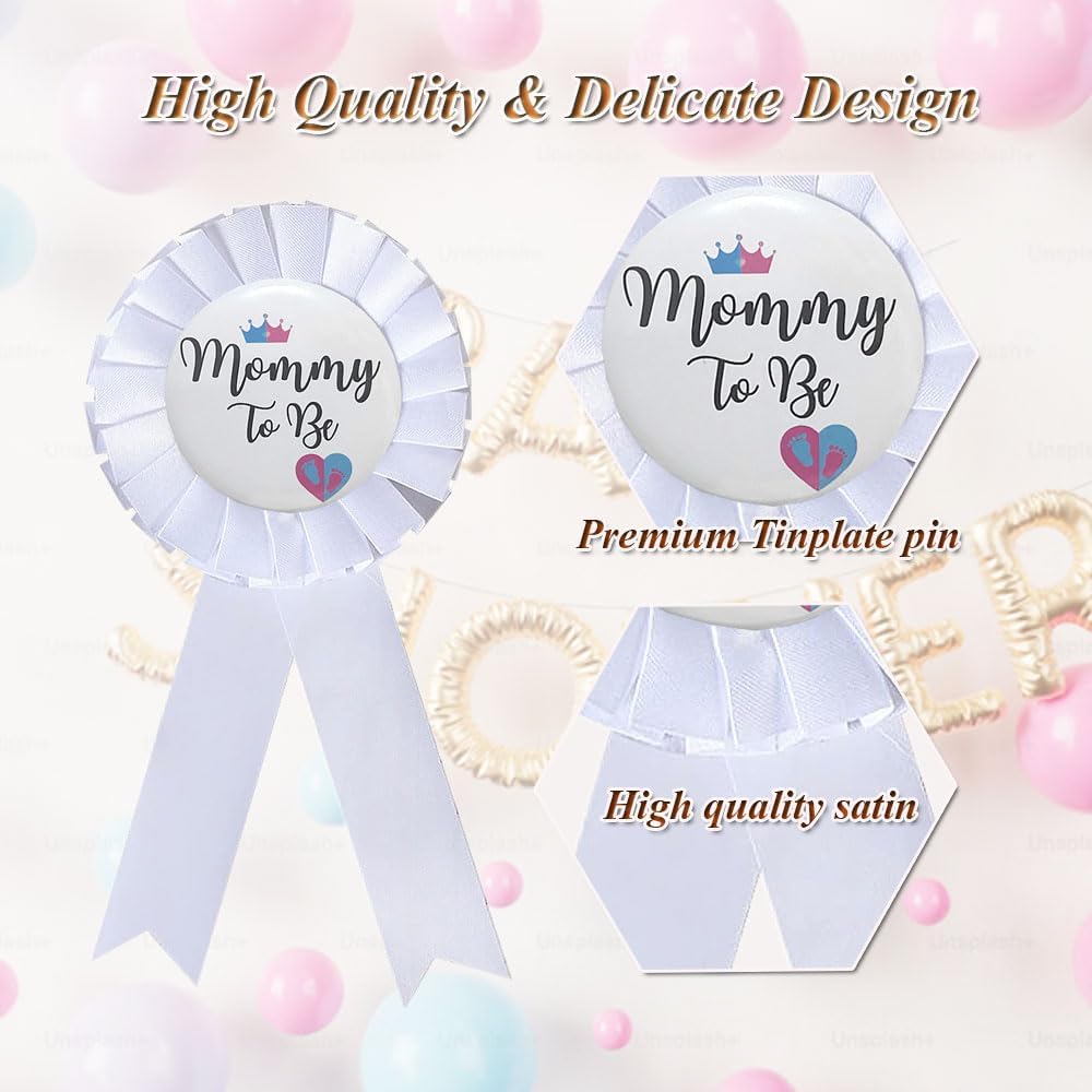 Mommy & Daddy To Be Tinplate Badge Pins, 2Pcs Perfect Baby Shower/Gender Reveal Button Pins for New Parents